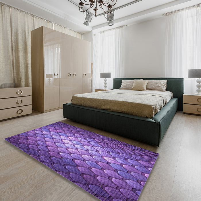 Round Machine Washable Transitional Purple Rug in a Office, wshpat2859pur