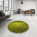 Round Patterned Green Rug in a Office, pat2859yw