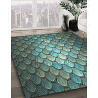 Patterned Dark Slate Gray Green Novelty Rug, pat2859