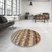Round Patterned Dark Sienna Brown Novelty Rug in a Office, pat285