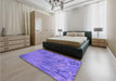 Patterned Purple Mimosa Purple Rug in a Bedroom, pat2861pur