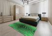 Patterned Dark Forest Green Rug in a Bedroom, pat2862grn