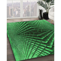 Patterned Dark Forest Green Rug, pat2862grn