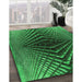 Patterned Dark Forest Green Rug in Family Room, pat2862grn