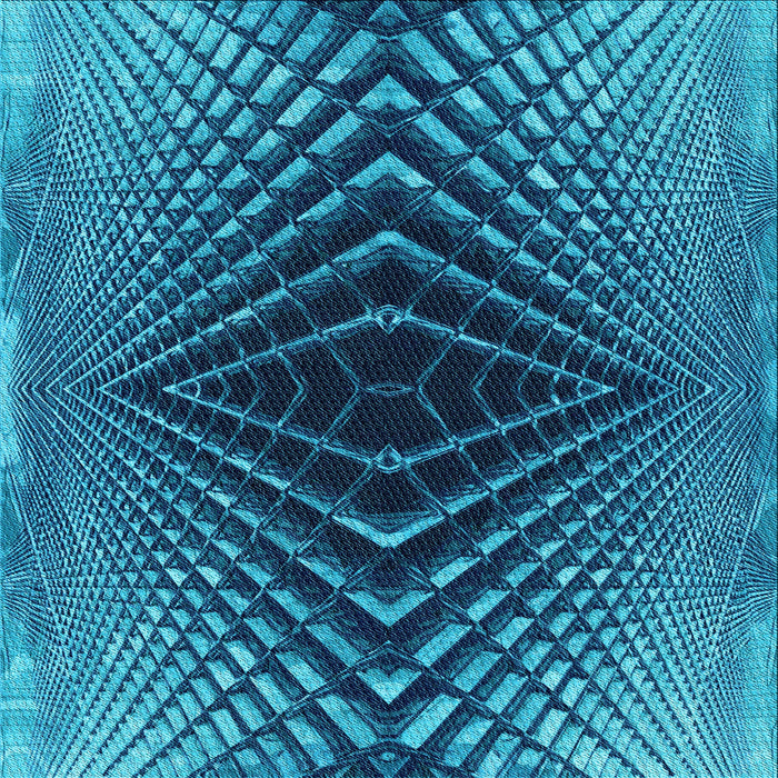 Round Patterned Bright Turquoise Blue Rug, pat2862lblu