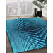 Machine Washable Transitional Bright Turquoise Blue Rug in a Family Room, wshpat2862lblu