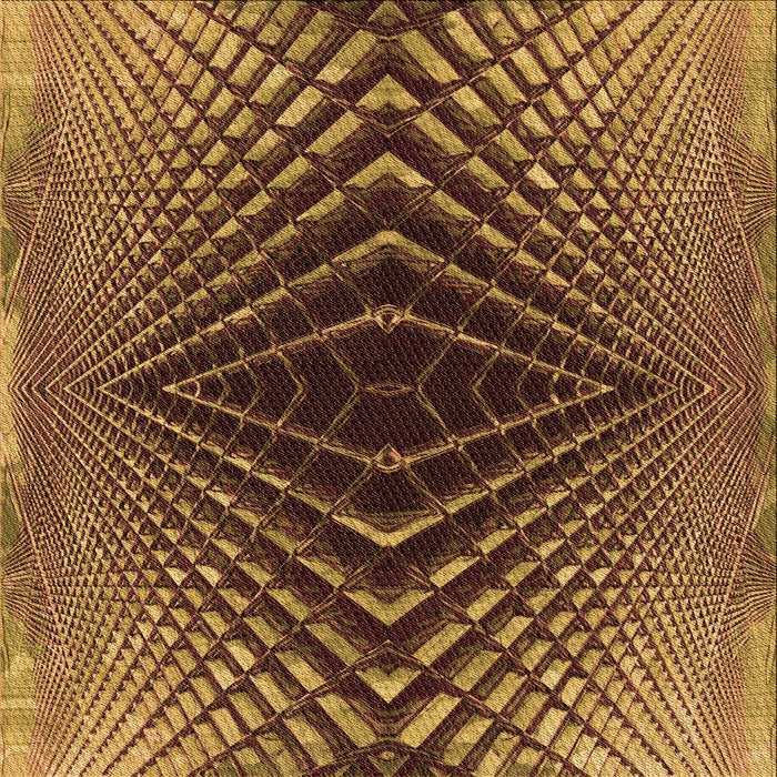 Round Patterned Orange Gold Rug, pat2862org