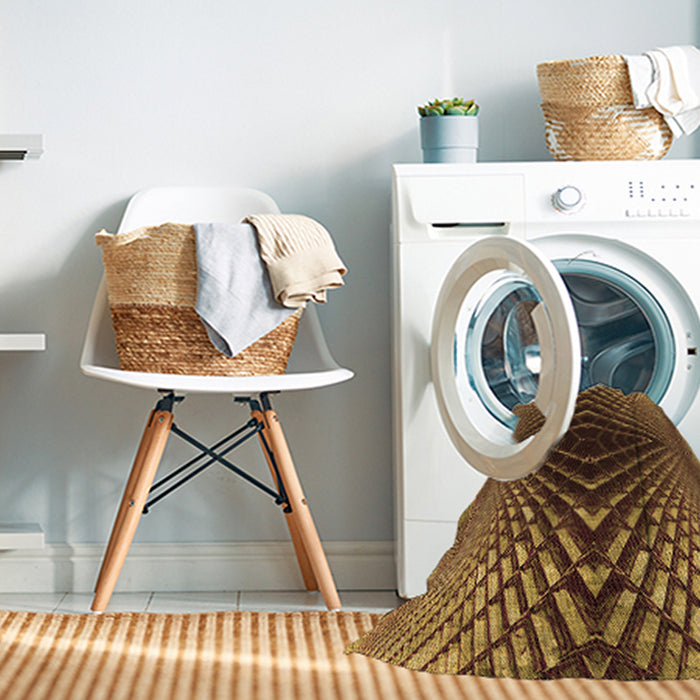 Machine Washable Transitional Orange Gold Rug in a Washing Machine, wshpat2862org