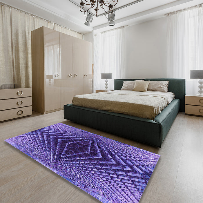 Round Machine Washable Transitional Bright Purple Rug in a Office, wshpat2862pur