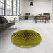 Round Patterned Green Rug in a Office, pat2862yw