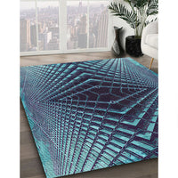 Patterned Dark Slate Blue Novelty Rug, pat2862