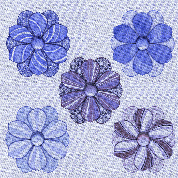 Round Patterned Blue Rug, pat2863blu