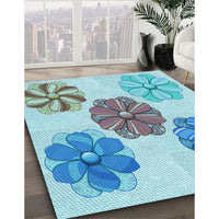 Patterned Glacial Blue Ice Blue Rug, pat2863lblu