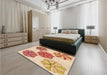 Patterned Khaki Gold Rug in a Bedroom, pat2863org