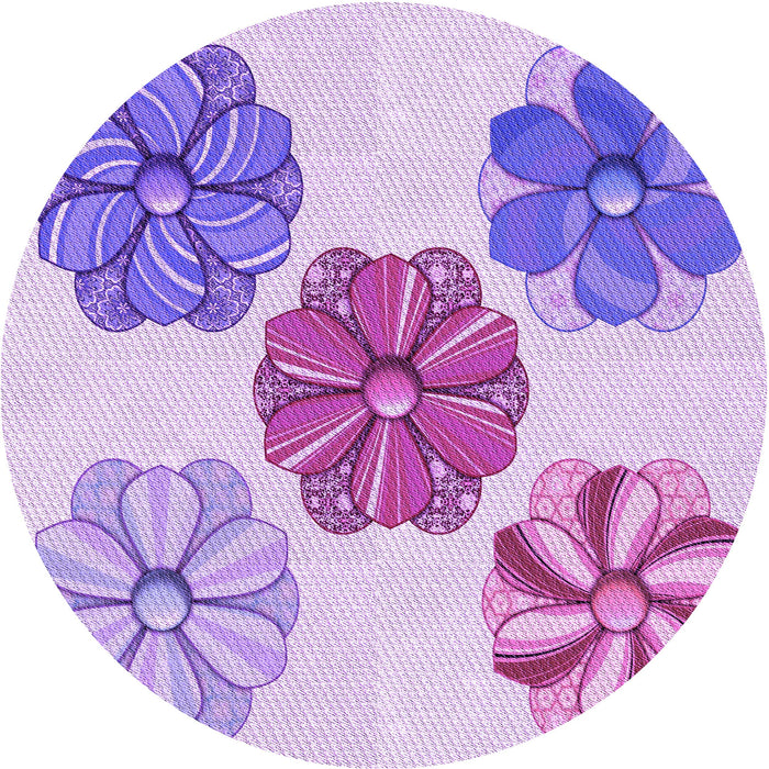 Square Patterned Blossom Pink Rug, pat2863pur