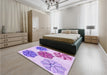 Patterned Blossom Pink Rug in a Bedroom, pat2863pur