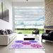 Square Patterned Blossom Pink Rug in a Living Room, pat2863pur