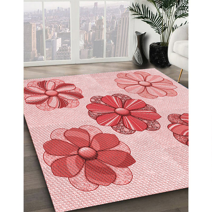 Machine Washable Transitional Pink Rug in a Family Room, wshpat2863rd