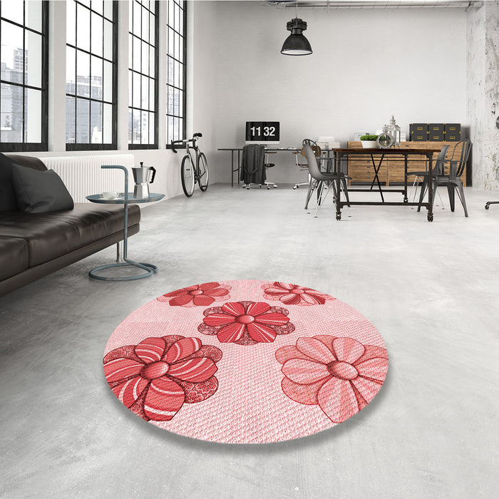 Round Patterned Pink Rug in a Office, pat2863rd
