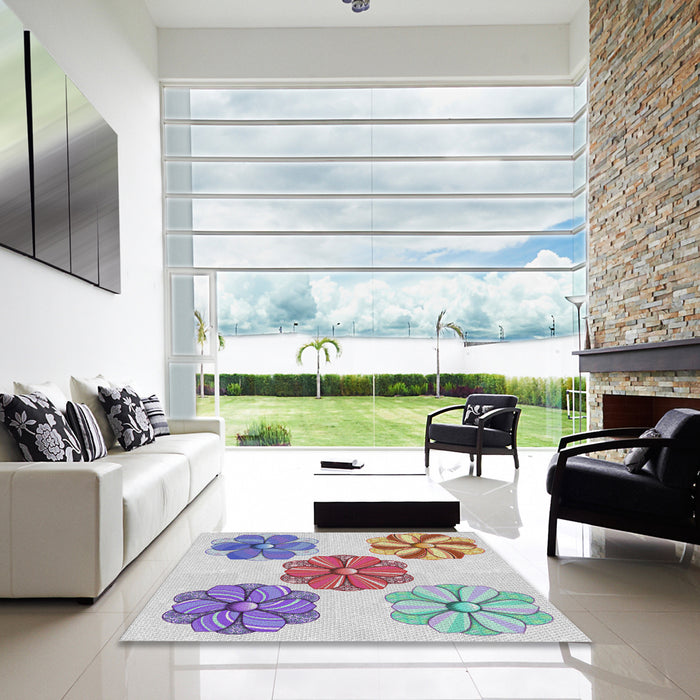 Square Machine Washable Transitional Gainsboro Gray Rug in a Living Room, wshpat2863