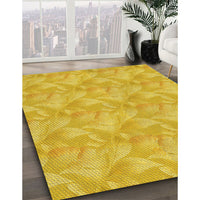 Patterned Gold Yellow Rug, pat2864yw