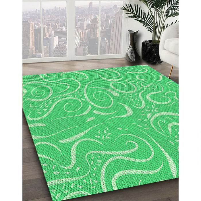 Machine Washable Transitional Neon Green Rug in a Family Room, wshpat2865grn