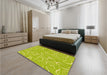 Round Machine Washable Transitional Pistachio Green Rug in a Office, wshpat2865yw