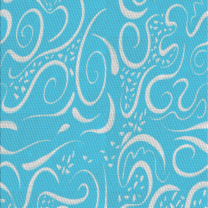 Patterned Blue Abstract Machine Washable Rug, wshpat2865