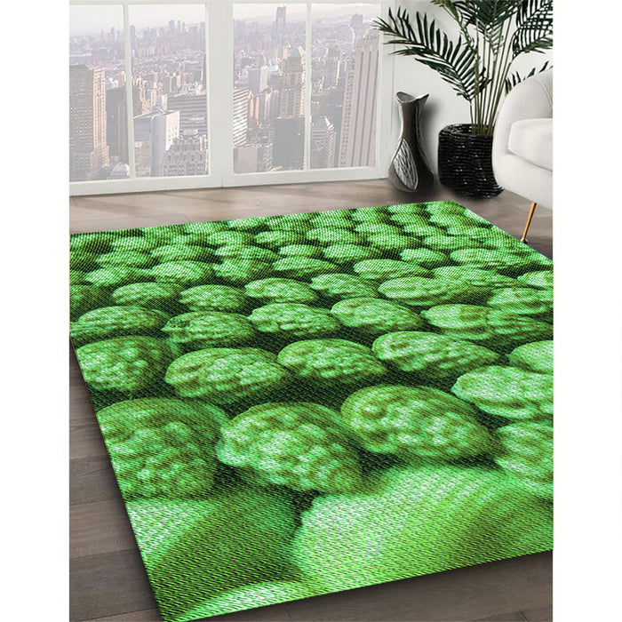 Patterned Green Rug in Family Room, pat2866grn