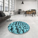 Round Patterned Blue Rug in a Office, pat2866lblu