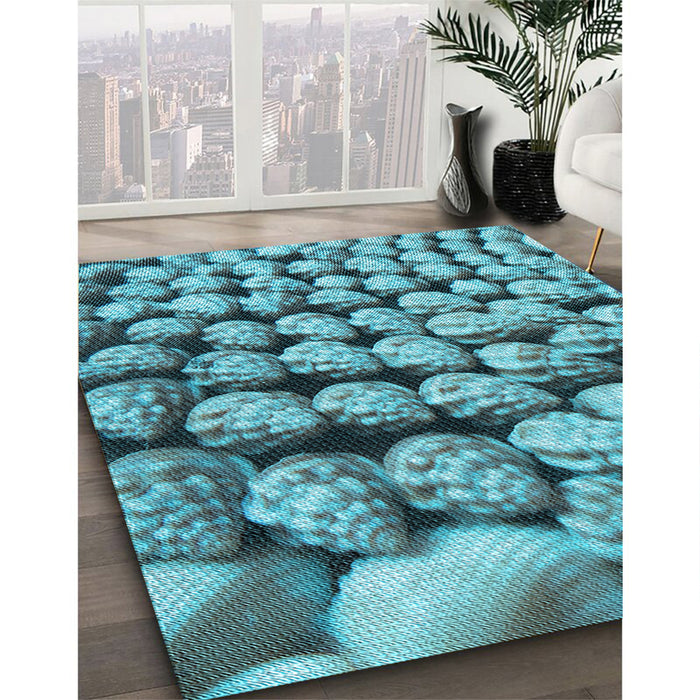 Patterned Blue Rug in Family Room, pat2866lblu