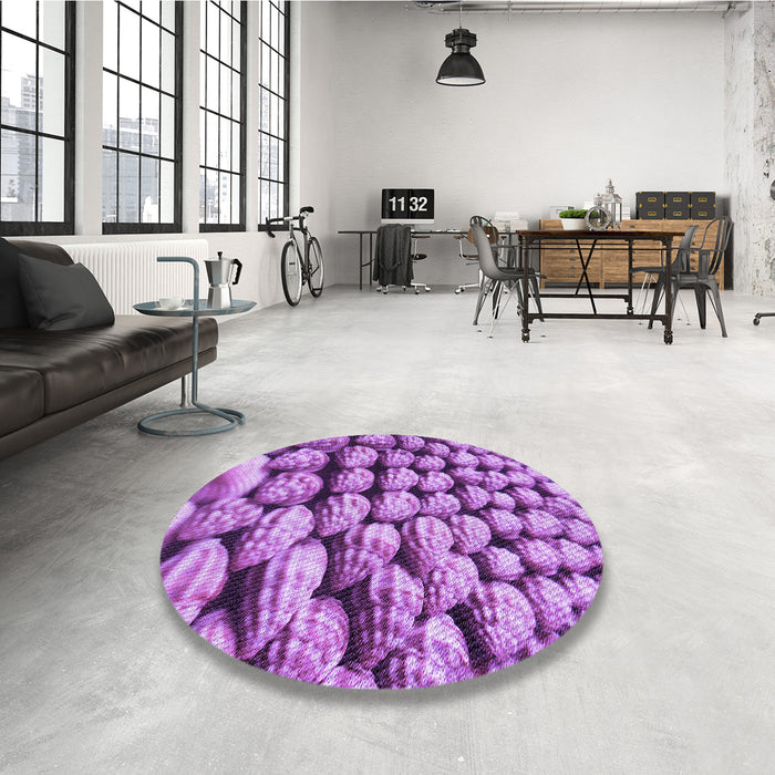 Round Patterned Violet Purple Rug in a Office, pat2866pur