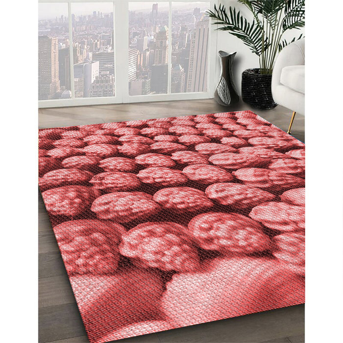 Patterned Red Rug in Family Room, pat2866rd