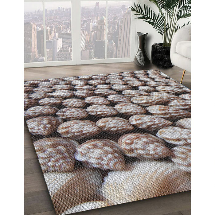 Patterned Dark Brown Novelty Rug in Family Room, pat2866