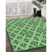 Patterned Jade Green Rug in Family Room, pat2867grn