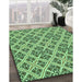 Machine Washable Transitional Jade Green Rug in a Family Room, wshpat2867grn