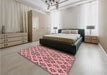 Round Machine Washable Transitional Deep Rose Pink Rug in a Office, wshpat2867rd