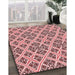 Machine Washable Transitional Deep Rose Pink Rug in a Family Room, wshpat2867rd