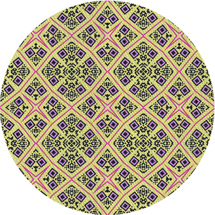 Sideview of Patterned Neon Yellow Novelty Rug, pat2867