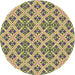 Sideview of Patterned Neon Yellow Novelty Rug, pat2867