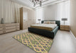 Patterned Neon Yellow Novelty Rug in a Bedroom, pat2867