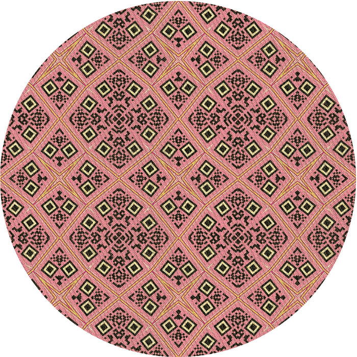 Square Patterned Light Salmon Rose Pink Rug, pat2868brn