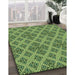 Patterned Army Green Rug in Family Room, pat2868grn