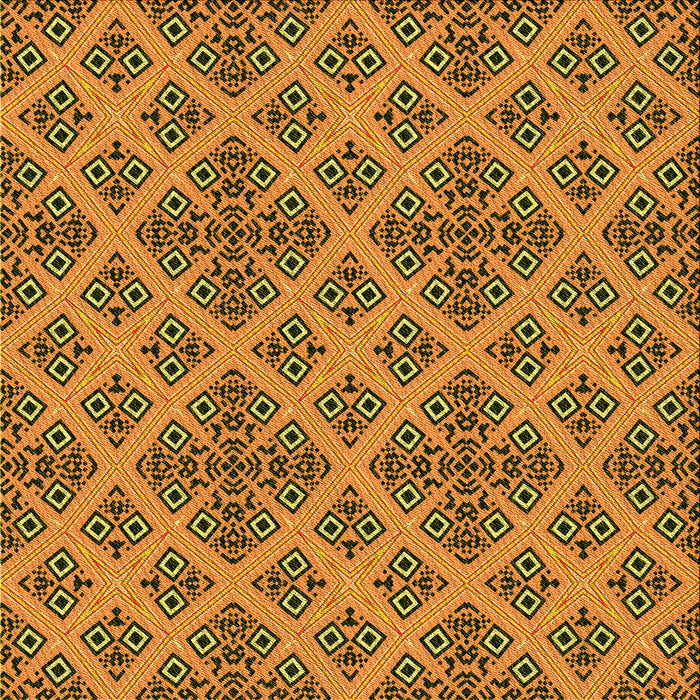 Round Patterned Saddle Brown Rug, pat2868yw