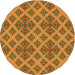 Square Patterned Saddle Brown Rug, pat2868yw