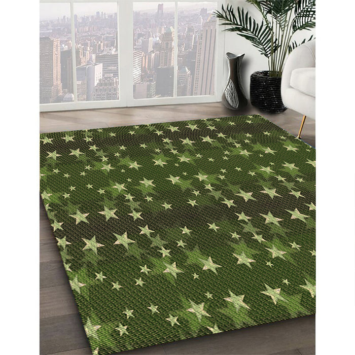 Machine Washable Transitional Dark Forest Green Rug in a Family Room, wshpat2869brn