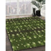 Machine Washable Transitional Dark Forest Green Rug in a Family Room, wshpat2869brn