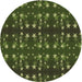 Square Patterned Dark Forest Green Rug, pat2869brn