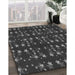 Patterned Charcoal Black Rug in Family Room, pat2869gry