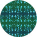 Square Patterned Deep Teal Green Rug, pat2869lblu